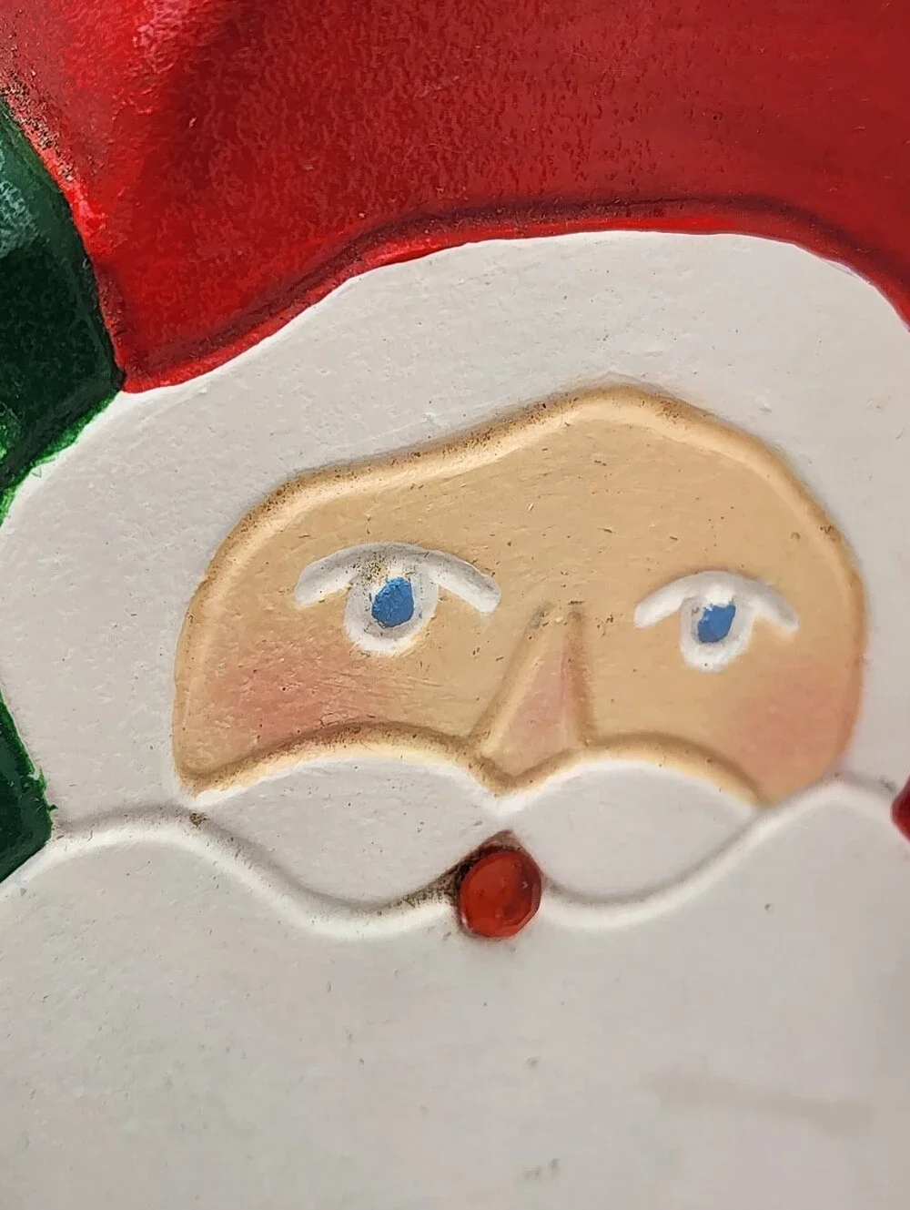 VINTAGE HAND PAINTED CERAMIC CHRISTMAS DECORATION SANTA TREE FOLK ART BEJEWELED